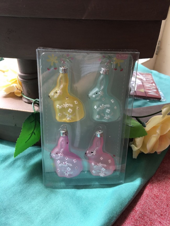 Set Of 4 Decorative Hanging Glass Bunnies
